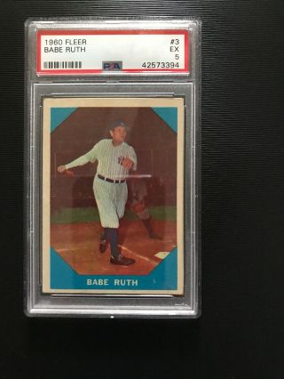 1960 Fleer 3 Babe Ruth Psa 5 Ex York Yankees Baseball Card