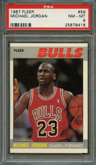 1987 - 88 Fleer 59 Michael Jordan Chicago Bulls Psa 8