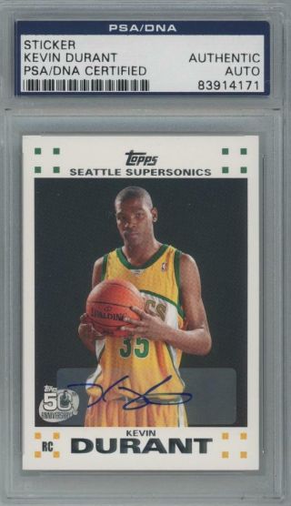 2007 Topps 2 Kevin Durant Rc Auto Autograph Psa/dna Certified