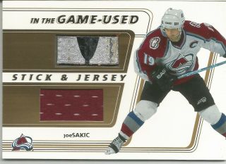 2002 - 03 Be A Player In The Game Joe Sakic Gold Stick Jersey / 10 Avalanche