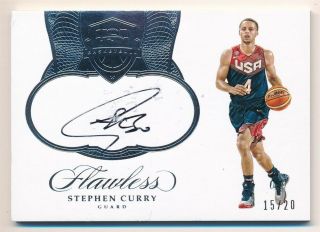 Stephen Curry 2016/17 Panini Flawless Usa On Card Autograph Warriors Auto Sp /20