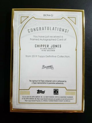2019 Topps Definitive Framed Autograph Chipper Jones Auto 10/15 C3 2