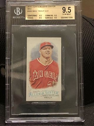 Bgs 9.  5 Mike Trout 2016 Topps Allen & Ginter Mini Ext 369 Quad Gem From Rip Sp