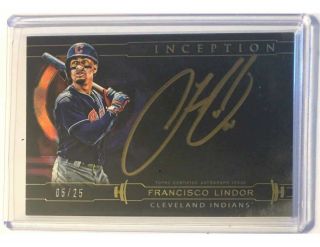 Francisco Lindor 2019 Topps Inception Gold Signings Autograph Sn 05/25