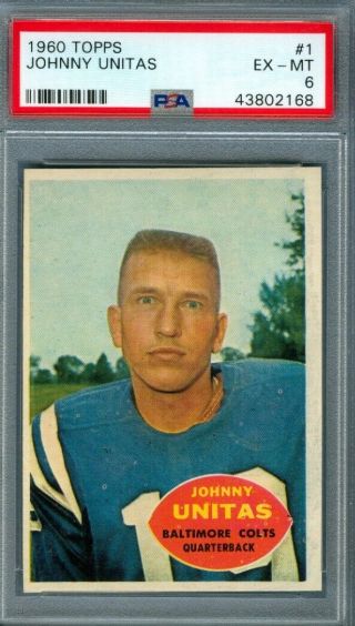 1960 Topps Football Johnny Unitas 1 Colts Psa 6 (-)