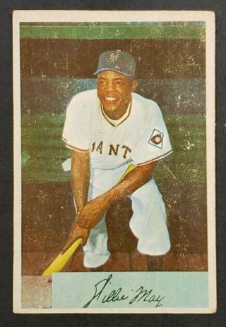 1954 Bowman Baseball Card Willie Mays 89 Vg Range Crease Bv $500