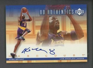2000 - 01 Ud Authentics Hardcourt Kobe Bryant Los Angeles Lakers On Card Auto