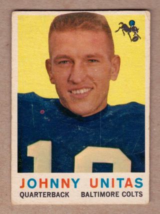 1959 Topps 1 Johnny Unitas Baltimore Colts In Ex