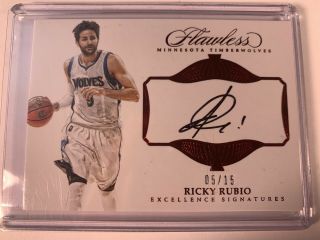 Ricky Rubio 16/17 Flawless Excellence Signatures Auto Autograph Ruby /15