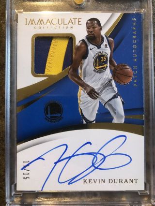 2017 - 18 Panini Immaculate Kevin Durant 2clr Jersey Patch Auto Autograph /15