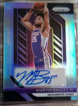 Marvin Bagley Auto Rc 2018 - 19 Panini Prizm Silver Autograph Sp Kings Rookie Rare