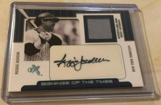 2004 E - X Signings Of The Times Reggie Jackson Ny Yankees Auto Jersey Relic 8/67
