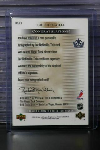 2005 - 06 Ultimate Luc Robitaille Ultimate Signatures Auto Autograph Kings BB 2