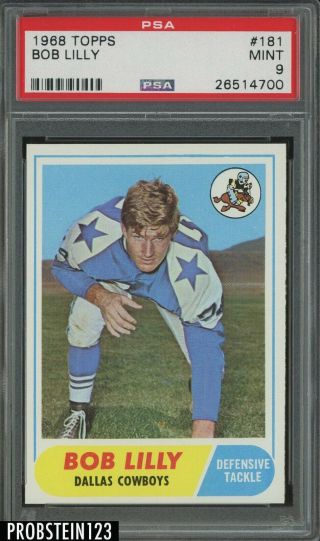 1968 Topps Football 181 Bob Lilly Dallas Cowboys Hof Psa 9