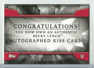 2017 Topps WWE Becky Lynch The Man Auto/Autograph Kiss 14/25 2