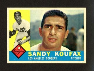 1960 Topps 343 Sandy Koufax - Los Angeles Dodgers Hof - Centered - Nm - Mt,