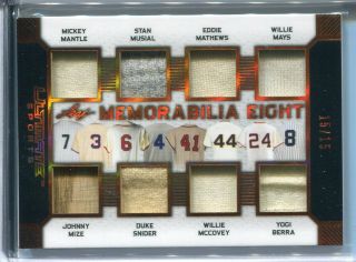 2019 Leaf Ultimate Sports Mickey Mantle Mays Yogi Mize Musial,  8x Relic /15
