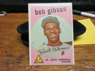 1959 Topps Baseball 514 - Bob Gibson - Cardnals Rookie Rc Hof - : - Card