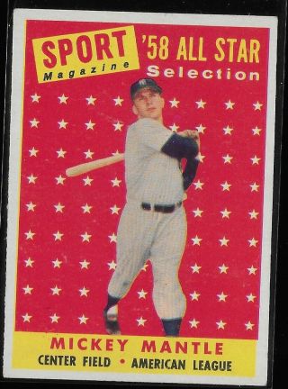 1958 Topps Baseball Mickey Mantle All Star 487 Low