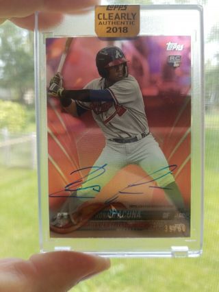 2018 Topps Clearly Authentic Ronald Acuna Rookie Autograph Auto Red /50