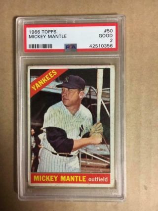 1966 Topps Mickey Mantle 50 Psa 2
