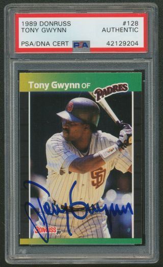1989 Donruss Tony Gwynn Padres Autograph Signed Baseball Card 128 Psa/dna
