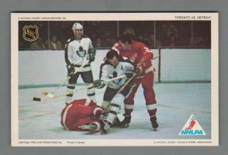 1971 - 72 Pro Star Promotions Postcard Toronto Maple Leafs Vs Detroit Red Wings