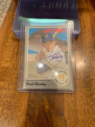 Fred Stanley 2019 Topps Heritage Ipc - Fs Inaugural Brewers 1970 Auto Sp