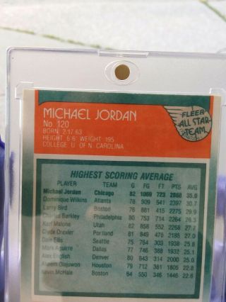 1988 Fleer All Star Michael Jordan 120 Really Good Shape 3