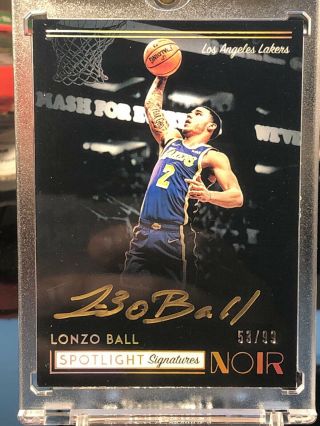 2018 - 19 Panini Noir Lonzo Ball Spotlight Signatures 53/99 Gold Ink Auto