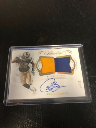 Issac Bruce Rams 2018 Panini Flawless Autograph 2 Color Patch 13/25