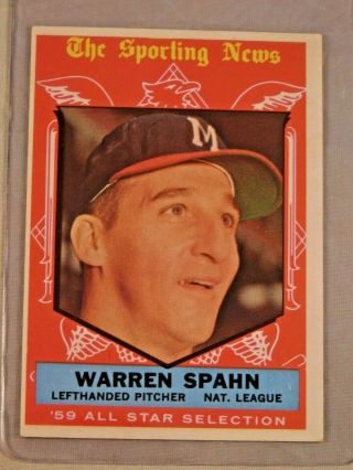 1959 Topps 571 Warren Spahn All Star Hof Ex