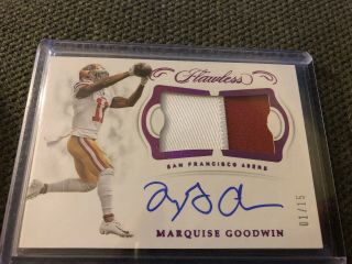 2018 Panini Flawless Marquise Goodwin Patch Auto 1/15”ebay 1/1”2 Color Ruby”