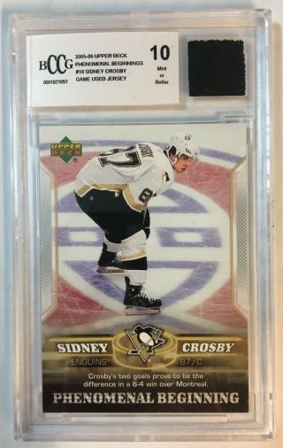 05/06 Ud Sidney Crosby Game Jersey Rookie Card Graded 10 - Better Set 19