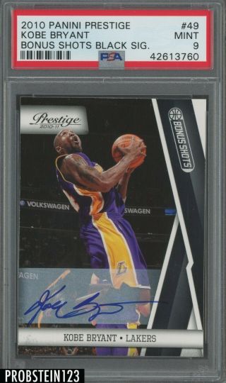 2010 - 11 Panini Prestige Bonus Shots Black Kobe Bryant Auto 6/49 Lakers Psa 9
