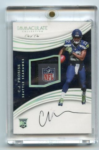 2016 Panini Immaculate C.  J.  Prosise True Rpa Auto 1/1 Nfl Shield Rc One Of One