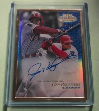 2017 Topps Gold Label Blue Auto Fa - Ir Ivan Rodriguez 06/10 Sp On Card