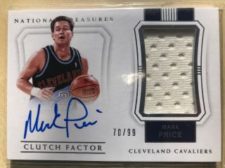 2017 - 18 National Treasures Mark Price Clutch Factor Game Worn Auto On Card /99