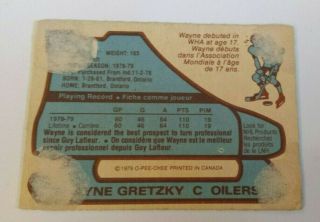 Wayne Gretzky 1979/80 O - Pee - Chee OPC 18 ROOKIE card Edmonton Oilers 2