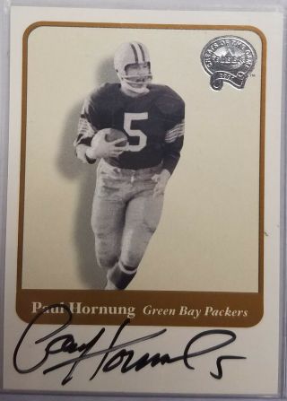 2001 Fleer Greats Of The Game Paul Hornung On Card Auto Packers