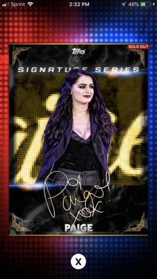 Topps Wwe Slam Digital 2018 Paige Gold Signature Series Autograph Card