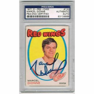 Marcel Dionne Autographed Red Wings 1971 O Pee Chee Hockey Rookie Card Psa Dna
