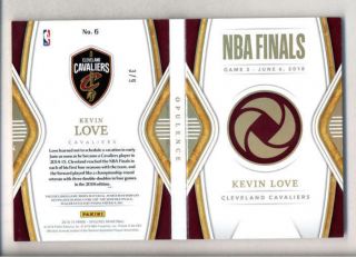 KEVIN LOVE 2018/19 PANINI OPULENCE NBA FINALS BOOKLET 3 - CLR PATCH 3/9 SS8148 2