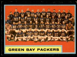 1962 Topps Football Card 75 Green Bay Packers Team Sp - Ex - Mt