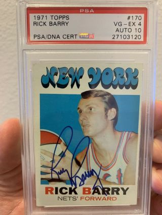 Rick Barry 1971 Topps Signed Rc 170 Psa 4/10 Rookie Auto Autograph Hof Great
