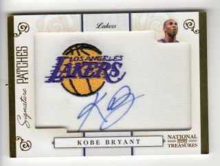 2009 - 10 National Treasures Kobe Bryant Auto Team Logo Patch /100 Ssp Lakers