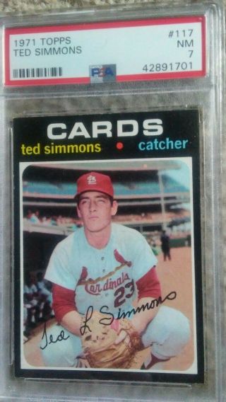 1971 Topps Baseball 117 Ted Simmons Rookie Psa 7 Very Strong For Grade Centered