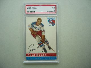 1954/55 Topps Nhl Hockey Card 15 Paul Ronty Psa 5 Ex Sharp 54/55 Topps