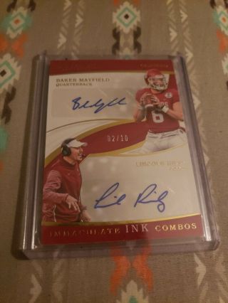 Baker Mayfield Lincoln Riley 2/10 2019 Immaculate Auto Oklahoma Ink - Future Mvp?