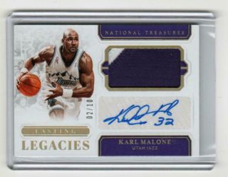 Karl Malone 2018 - 19 National Treasures Ssp Gold Legacies 3 - Clr Patch & Auto /10